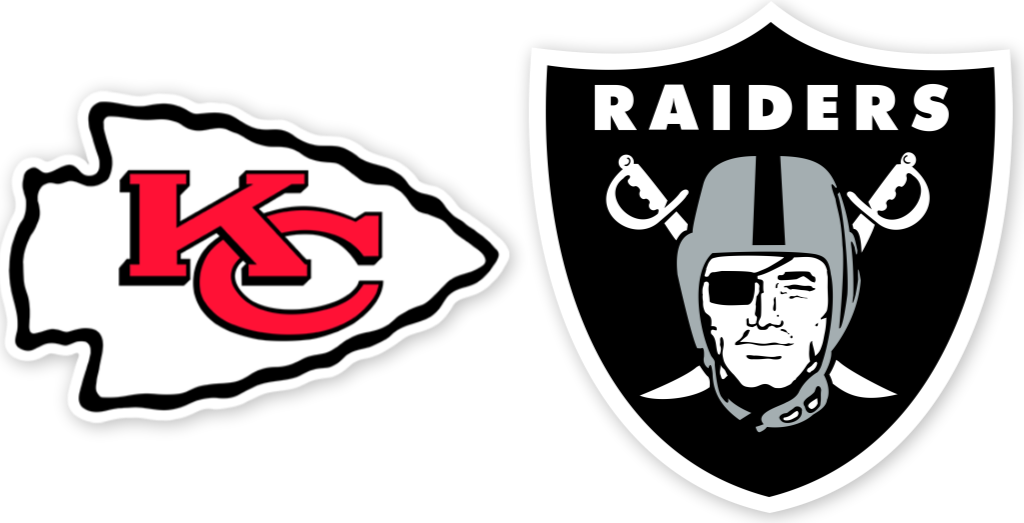 Kansas City Chiefs vs Las Vegas Raiders Week 4 team logos