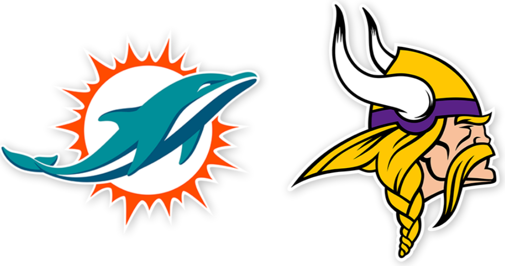 Miami Dolphins vs Minnesota Vikings Week 4 team logos